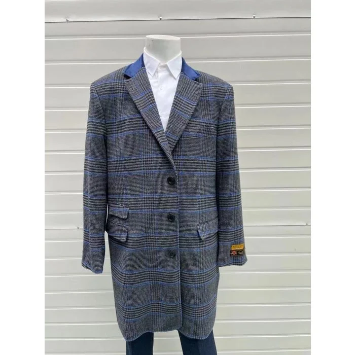 Smart Casual Look Chesterfield Wool Overcoat - Mens Gray Three Quarter Topcoat