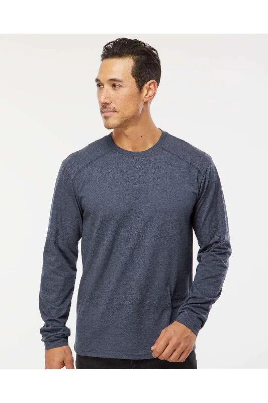 Sleek Prints Kastlfel Mens Recycled Soft Long Sleeve Crewneck T-Shirt - Midnight Blue