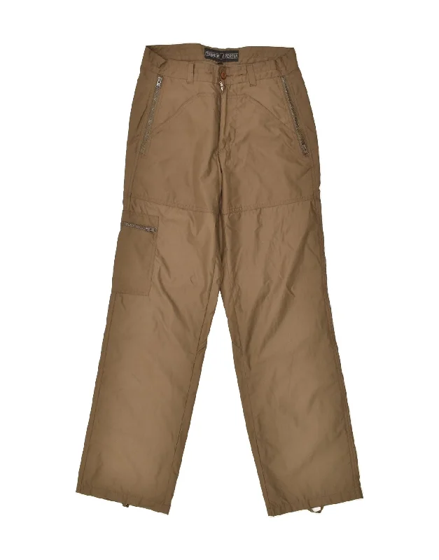 Tailored Rugged FREEMAN T. PORTER Mens Straight Cargo Trousers W29 L32 Brown Polyester