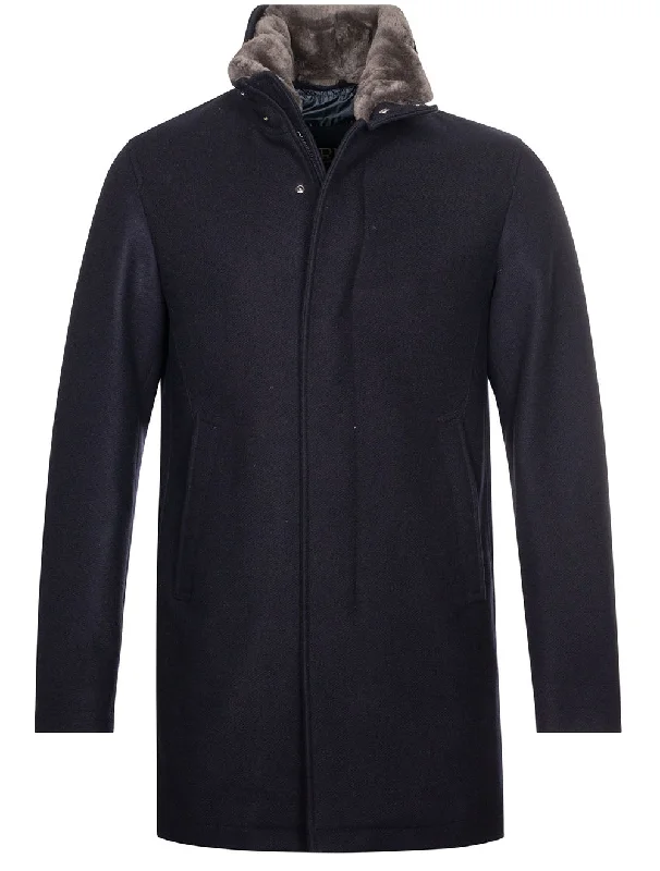 High-End Outerwear Overcoat Dark Navy