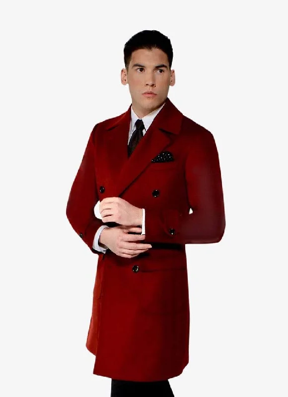 Chic Fit Look Red Cashmere Overcoat