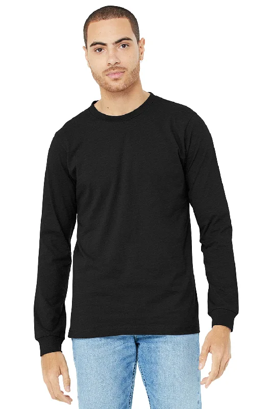 Soft Statement Bella + Canvas Mens Jersey Long Sleeve Crewneck T-Shirt - Solid Black Triblend