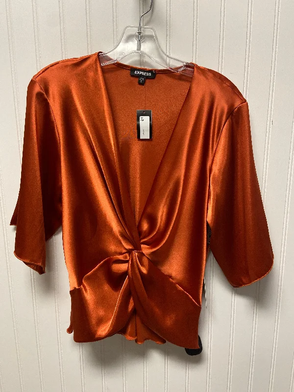 Rugged Elegance Top 3/4 Sleeve By Express In Orange, Size: S