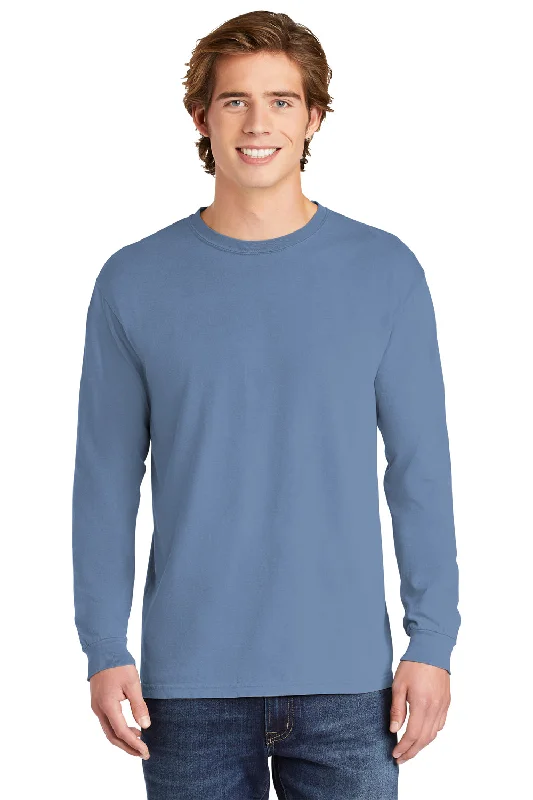 Weekend Sporty Comfort Colors Mens Long Sleeve Crewneck T-Shirt - Washed Denim Blue