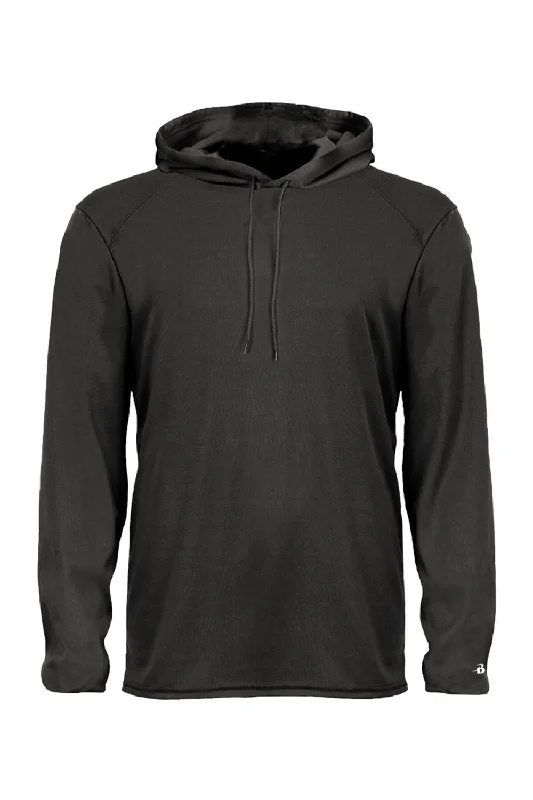 Smart Patterns Badger Mens B-Core Moisture Wicking Long Sleeve Hooded T-Shirt Hoodie - Black