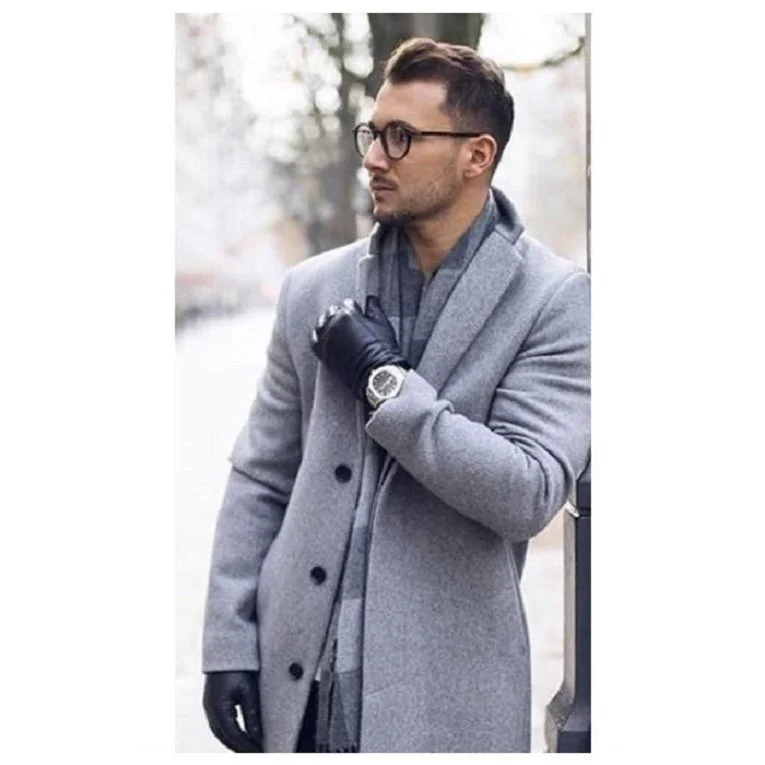 Relaxed Casualwear Men's Gray Overcoat - Grey Wool Topcoat Long Men's Dress Topcoat - Winter Coat