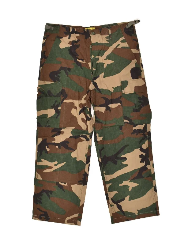 Elegant Sporty VINTAGE Mens Straight Cargo Trousers Small W29 L25 Green Camouflage Army