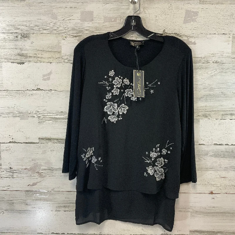 Sophisticated Fit Look Top Long Sleeve By Diane Gilman In Black, Size: S