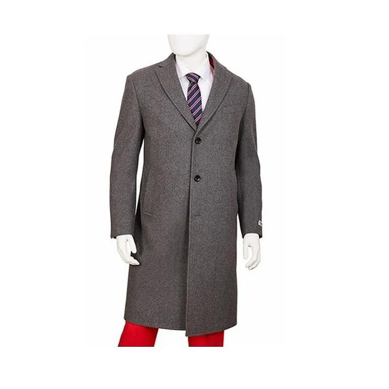 Relaxed Street Look Men's Gray Overcoat - Grey Wool Topcoat ~ Gray Regular Fit Overcoat