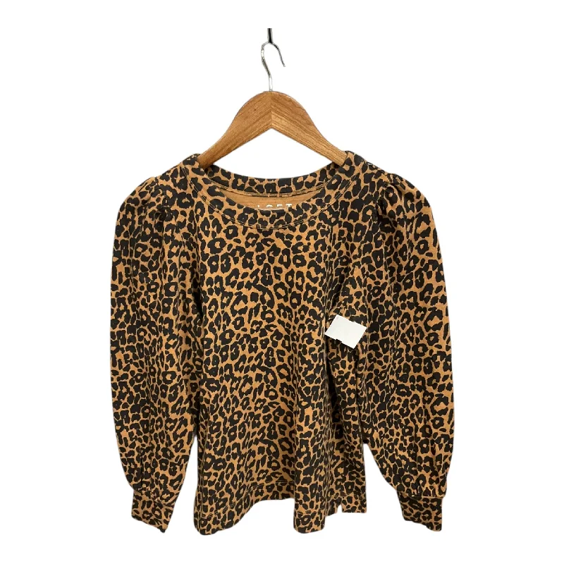 Chic Fitwear Top Long Sleeve By Loft In Animal Print, Size: Xs