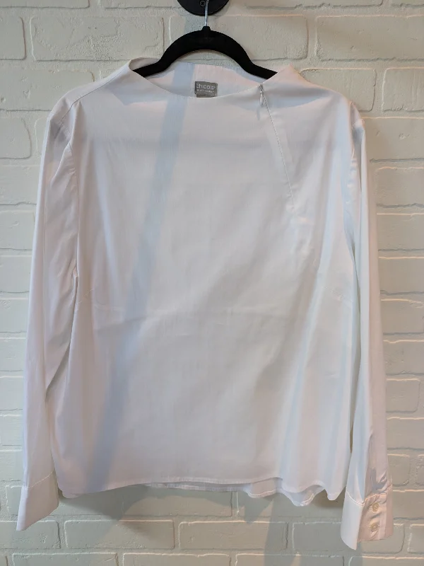 Neutral Sportwear Top Long Sleeve By Chicos In White, Size: Xl