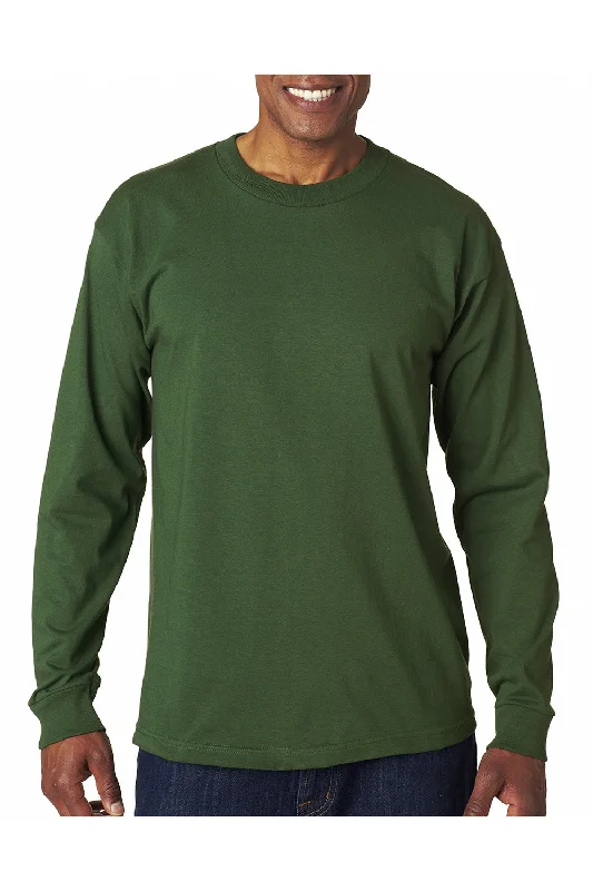 Urban Comfort Bayside Mens USA Made Long Sleeve Crewneck T-Shirt - Forest Green