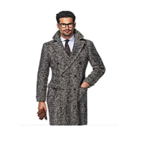 Chic Fitwear Tweed Overcoat - Black And White Herringbone Overcoat