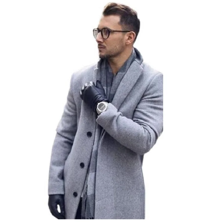 Bold Outerwear Men's Gray Overcoat - Grey Wool Topcoat