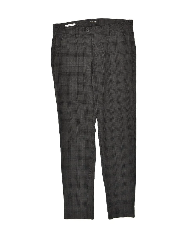 Contemporary Sport Look JACK & JONES Mens Marco Slim Suit Trousers W32 L32 Grey Houndstooth