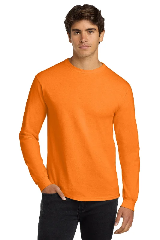 Contemporary Patterns Look Gildan Mens Ultra Long Sleeve Crewneck T-Shirt - Safety Orange