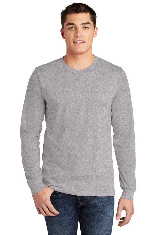 Modern Chic Look American Apparel Mens Fine Jersey Long Sleeve Crewneck T-Shirt - Heather Grey