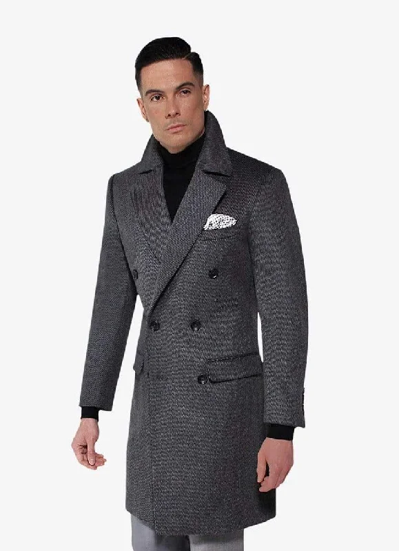 Smart Monochrome Grey Alpaca Overcoat