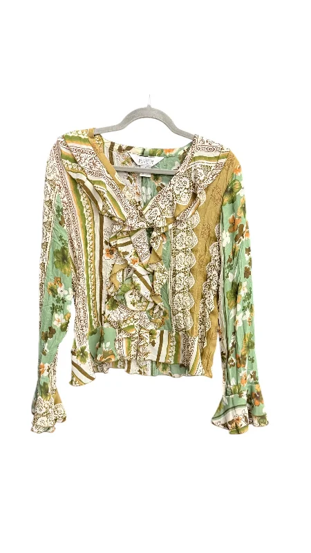 Weekend Rugged Top Long Sleeve By Allison Taylor In Floral Print, Size: M