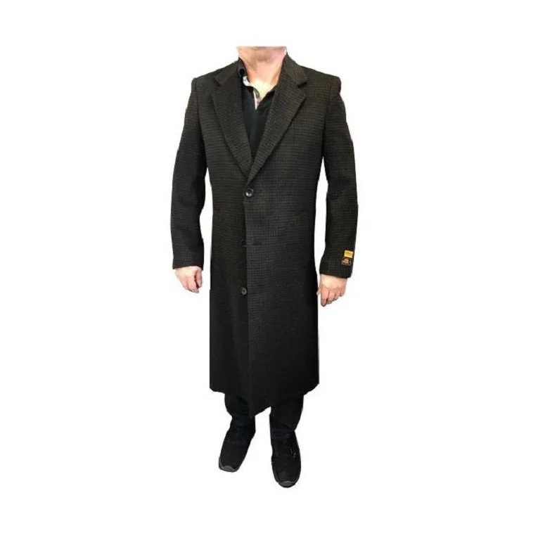 Everyday Essentials Herringbone Houndstooth Cashmere Blend Overcoat ~ Long Mens Dress