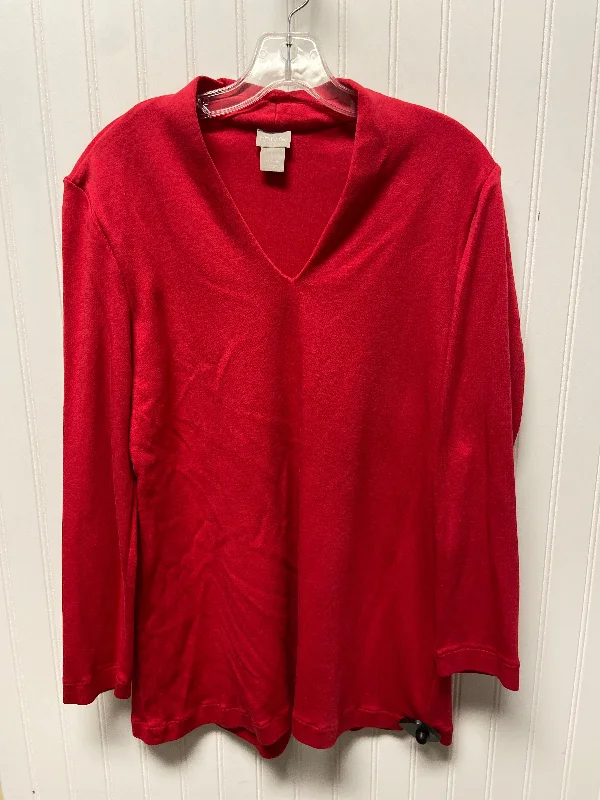 Monochrome Street Top Long Sleeve Basic By Chicos In Red, Size: M