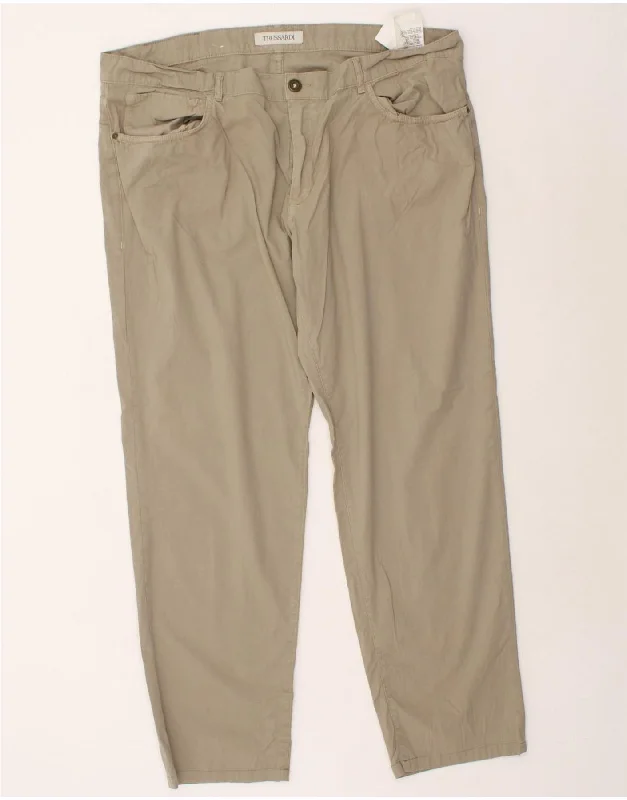 Urban Street Look TRUSSARDI Mens Straight Casual Trousers W44 L32 Beige Cotton