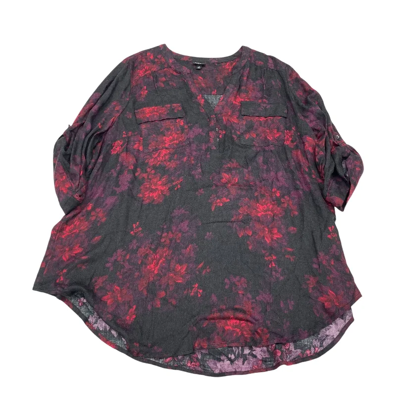 Relaxed Patterns Look BLACK & RED TOP 3/4 SLEEVE by TORRID Size:4X