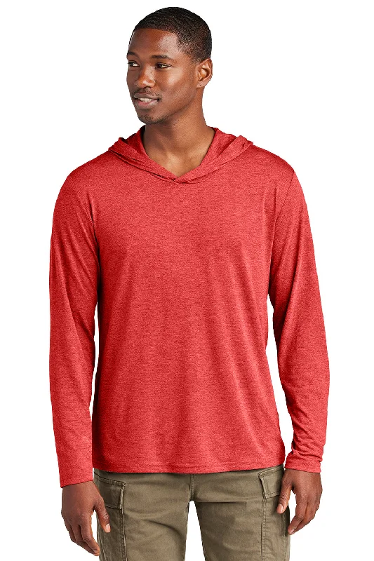 Stylish Comfort District Mens Perfect Tri Long Sleeve Hooded T-Shirt Hoodie - Red Frost