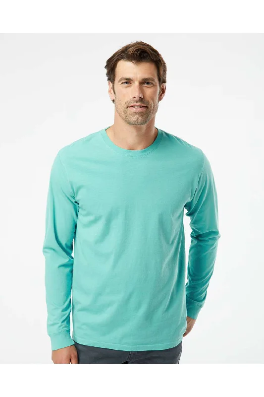 Chic Fit Look SoftShirts Mens Organic Long Sleeve Crewneck T-Shirt - Seafoam Green