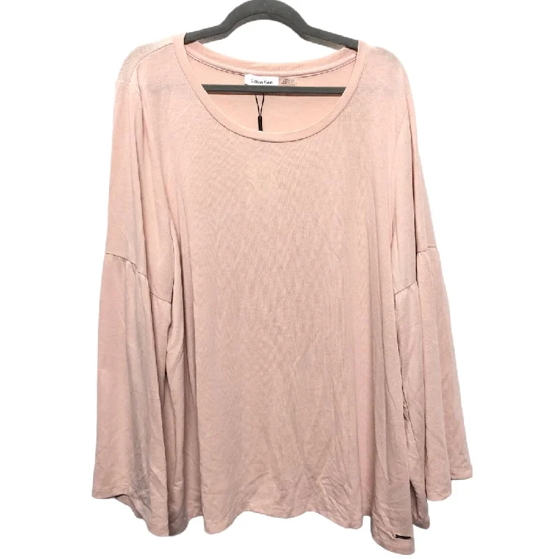 Modern Pastels Top Long Sleeve By Calvin Klein In Pink, Size: 2x