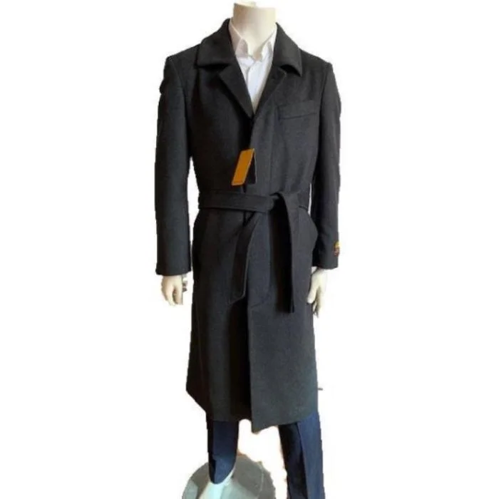 Urban Rugged Mens Very Dark Grey Almost Black Overcoat - Full Length Topcoat - Wool Coat