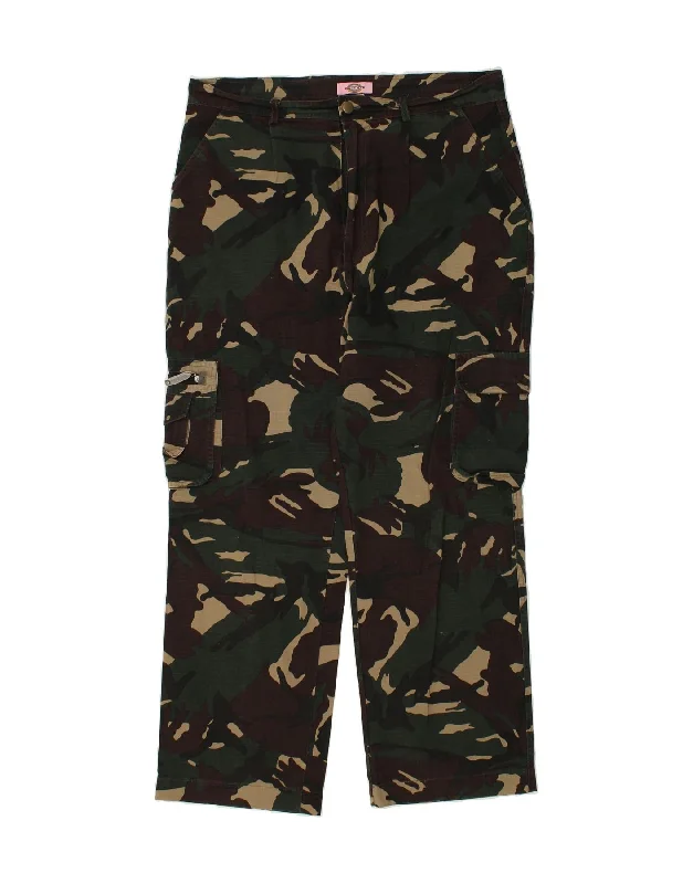 Sophisticated Tailoring VINTAGE Mens Straight Cargo Trousers W36 L29 Green Camouflage Cotton Army