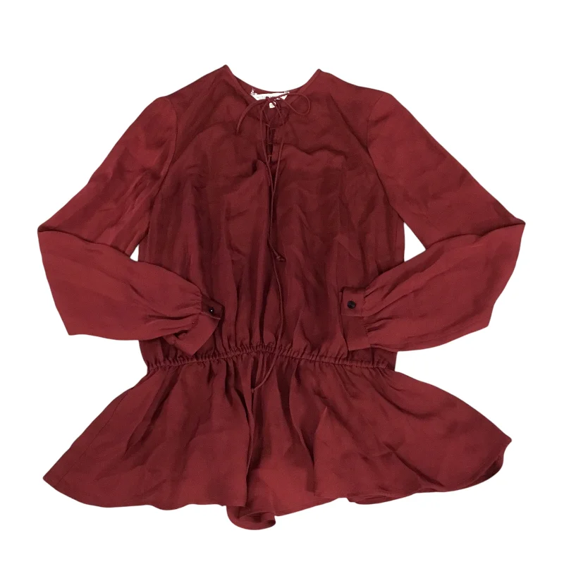 Smart Relaxed Top Long Sleeve By Rebecca Minkoff In Maroon, Size: S