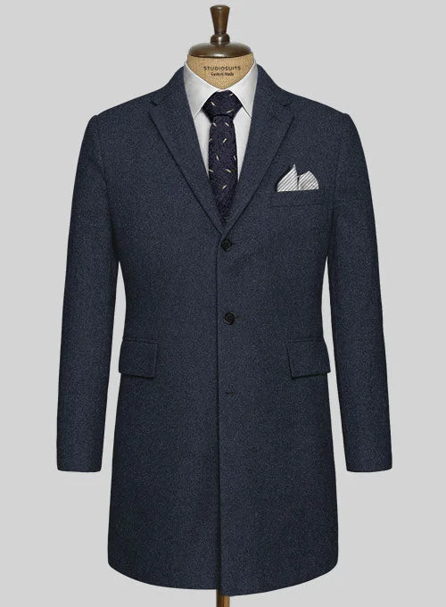 Modern Pastels Blue Heavy Tweed Overcoat