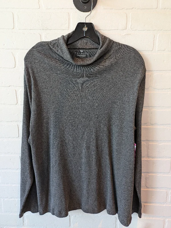 Sporty Fit Look Top Long Sleeve Basic By Talbots In Grey, Size: 1x