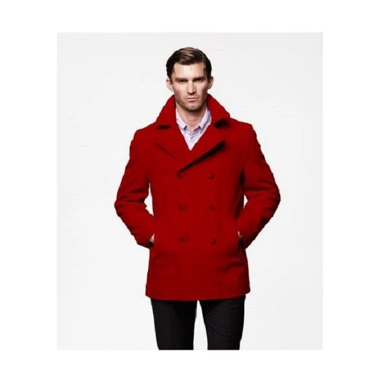 Relaxed Outerwear Red Dress Wool Coat Dark Red double breasted Style Coat Mens Red Overcoat Red Winter Coat Peacoat