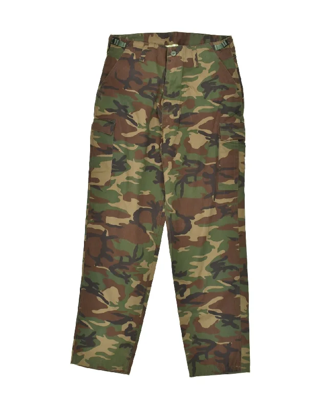 Sporty Outerwear VINTAGE Mens Tapered Cargo Trousers W34 L32 Green Camouflage Army