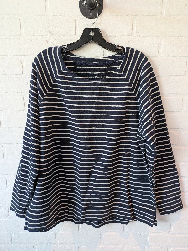 Elevated Outerwear Top Long Sleeve By L.l. Bean In Blue & White, Size: Xl