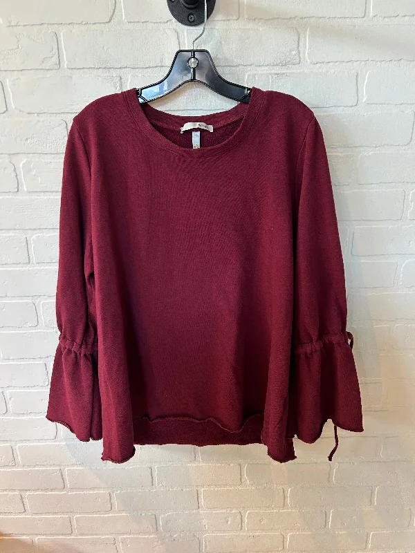 Casual Rugged Top Long Sleeve By Wdny In Maroon, Size: 1x