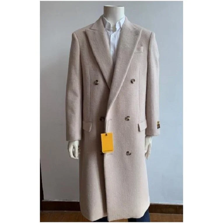 Monochrome Comfort Double Breasted Overcoat - Wool Top Coat - Full Length