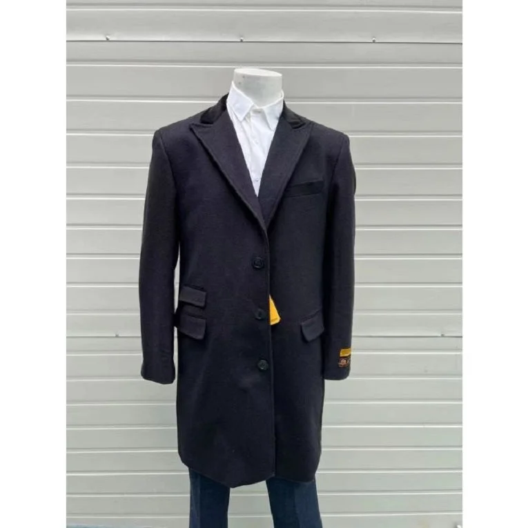 Rugged Weekend Men's Black Chesterfield Wool Overcoat