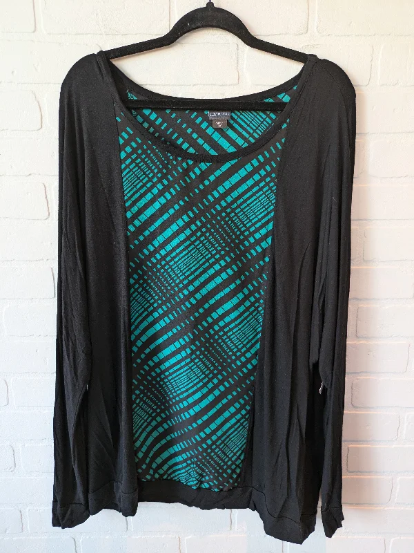 Sporty Minimalist Top Long Sleeve By Covington In Black, Size: 3x