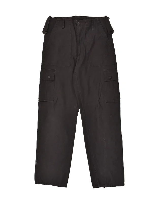 Rugged Fit VINTAGE Mens Straight Cargo Trousers W32 L31 Black Polyester