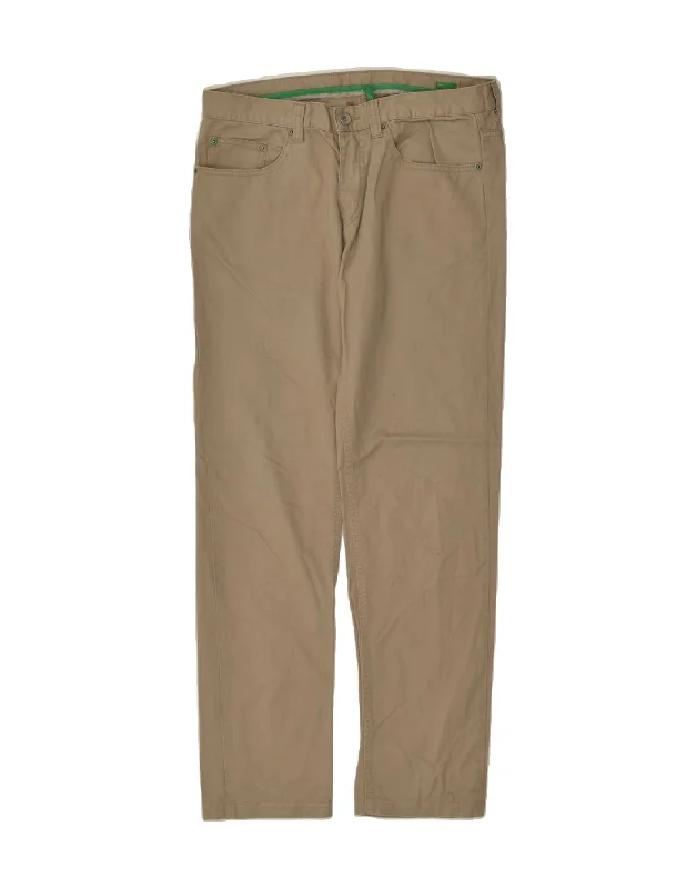 Retro Sportwear BENETTON Mens Slim Casual Trousers W32 L30  Beige