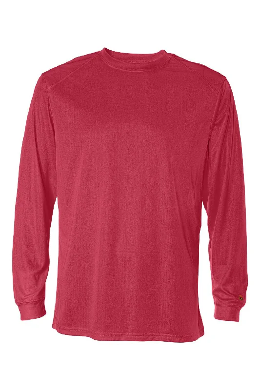 Contemporary Sporty Badger Mens B-Core Moisture Wicking Long Sleeve Crewneck T-Shirt - Red