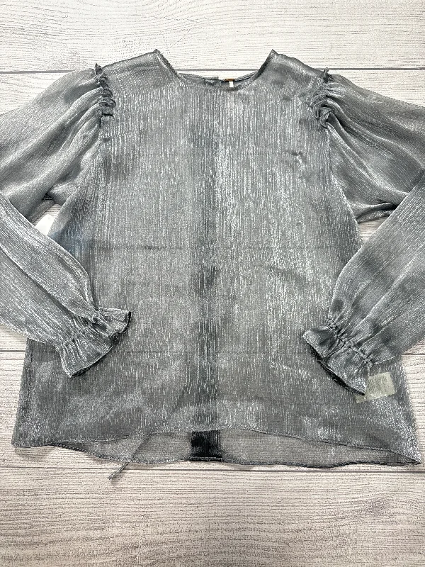 Relaxed Casualwear Top Long Sleeve By Free People In Silver, Size: L