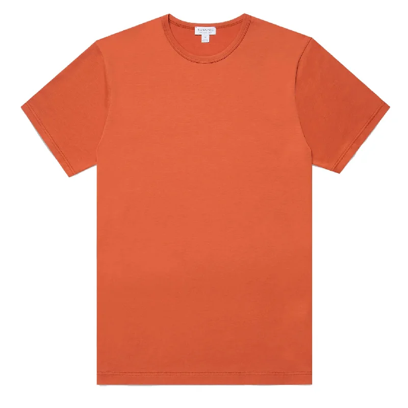 High-End Fit Sunspel S/S Crew Neck T-Shirt Burnt Sienna