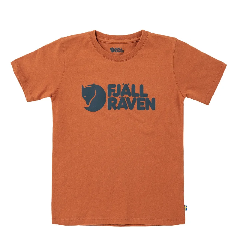 Sporty Minimalist Fjallraven Kids Logo T-Shirt Terracotta Brown