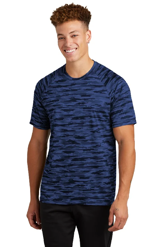 Weekend Edge Sport-Tek Mens Drift Camo Moisture Wicking Short Sleeve Crewneck T-Shirt - Royal Blue