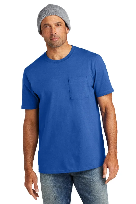 Urban Comfort Volunteer Knitwear Mens USA Made All American Short Sleeve Crewneck T-Shirt w/ Pocket - True Royal Blue